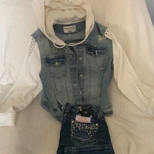 Wallflower women’s Blue Denim Jacket with White Accents